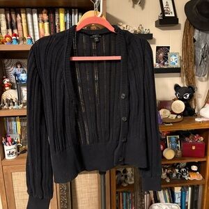 Express Black Open-Knit Cardigan